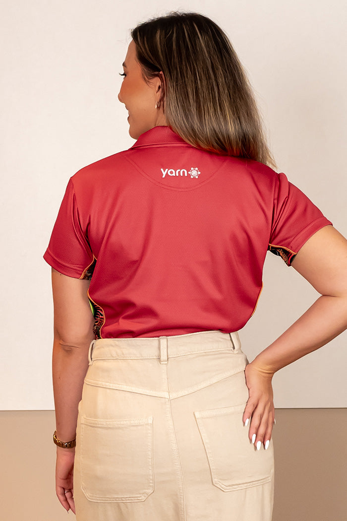 Proud & Deadly NAIDOC 2024 Ochre Red Bamboo (Simpson) Women's Fitted Polo Shirt