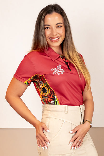 Proud & Deadly NAIDOC 2024 Ochre Red Bamboo (Simpson) Women's Fitted Polo Shirt