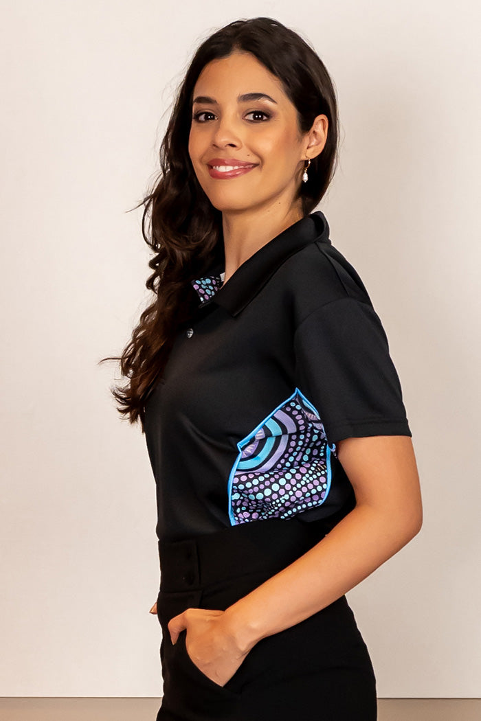 Our Future, Together NAIDOC 2024 Black Bamboo (Simpson) Women's Fitted Polo Shirt