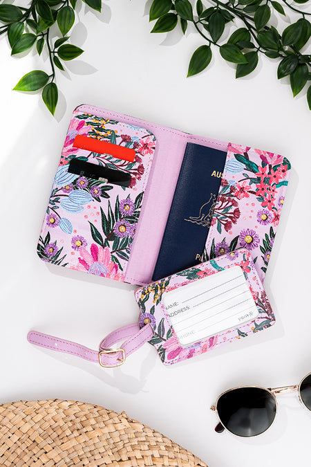 Pink Banksia Passport Holder & Luggage Tag Boxed Set