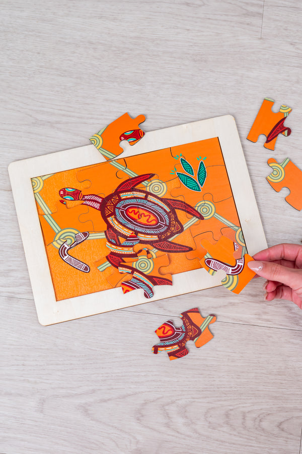 Bayadherra Gathering 16 Piece Wooden Indigenous Artwork Puzzle