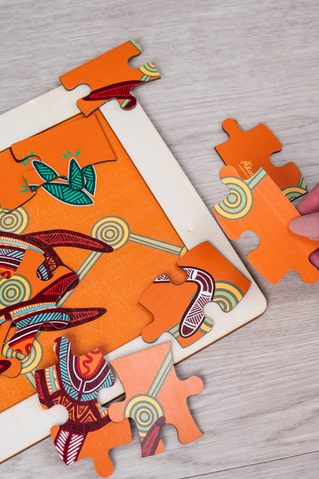Bayadherra Gathering 16 Piece Wooden Indigenous Artwork Puzzle
