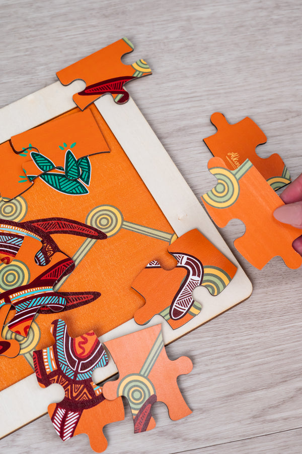 Bayadherra Gathering 16 Piece Wooden Indigenous Artwork Puzzle