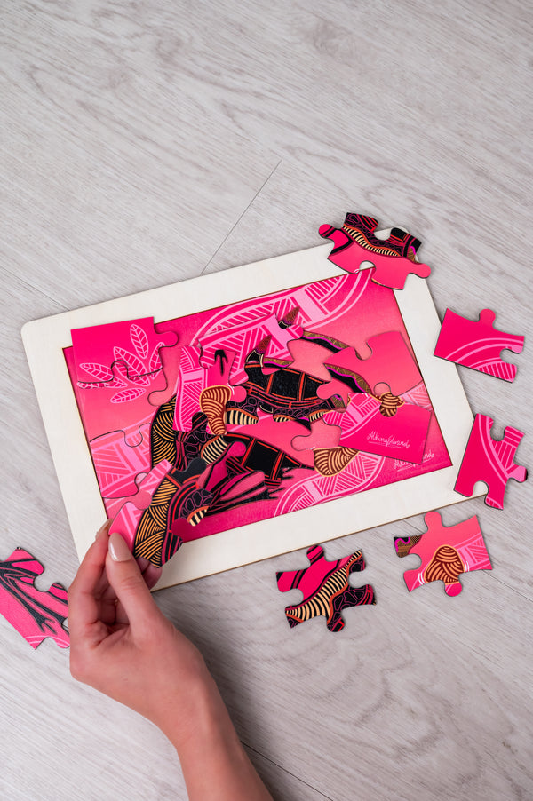 Bigarrumdja Woka (Emu Grounds) 16 Piece Wooden Indigenous Artwork Puzzle