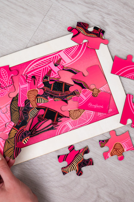 Bigarrumdja Woka (Emu Grounds) 16 Piece Wooden Indigenous Artwork Puzzle