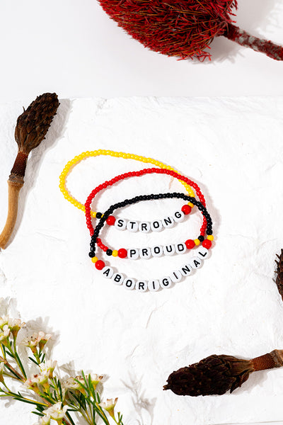 "Aboriginal, Strong & Proud" Statement Beaded Bracelets (3 Pack)