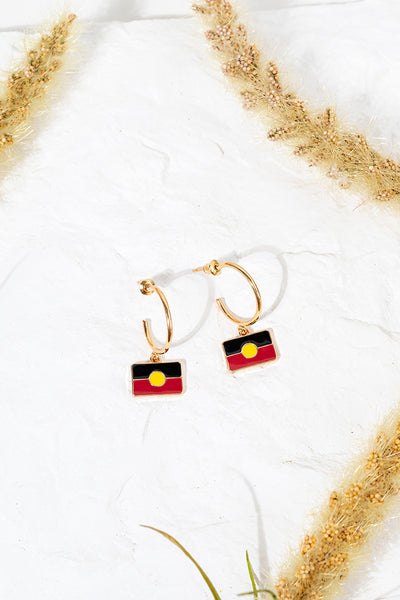 "Raise The Flag" Aboriginal Flag Hoop Earrings