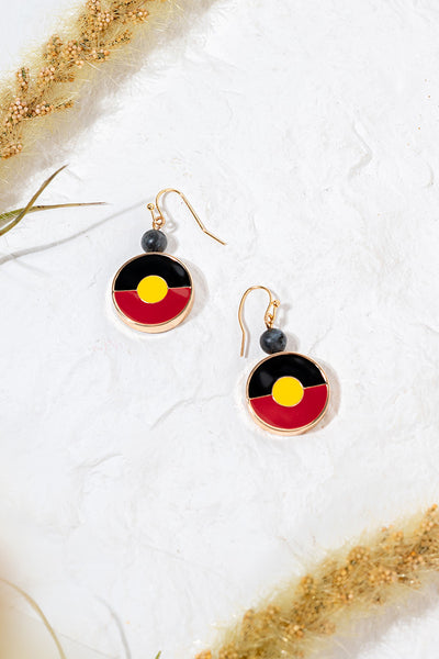 "Raise The Flag" Aboriginal Flag Circle Drop Earrings