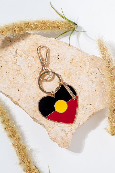 "Raise The Flag" Aboriginal Flag Heart Keyring