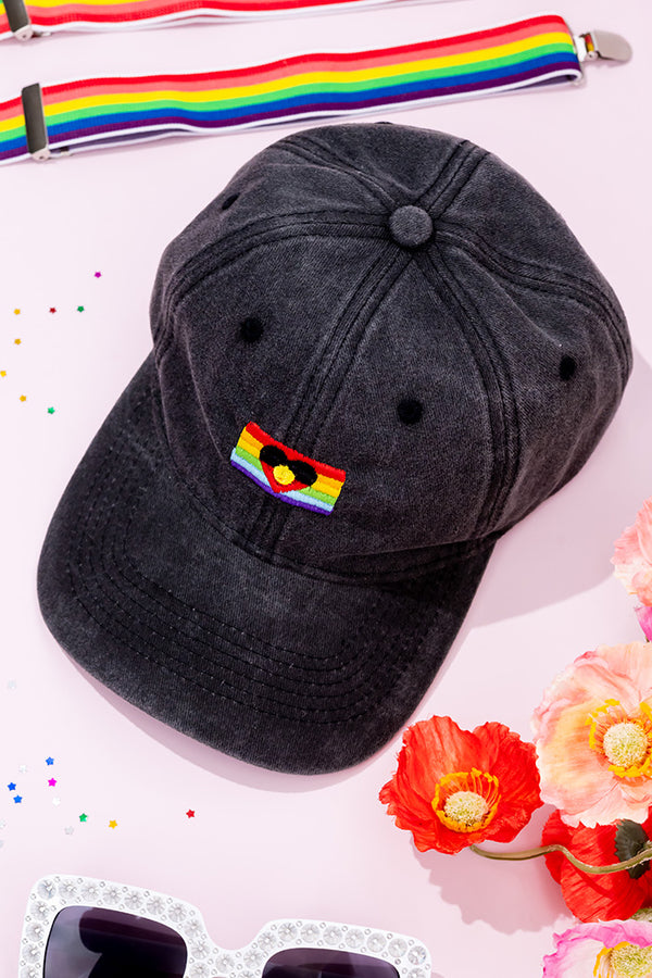 Pride Flag Black Vintage Washed Cap - Pride Worn Proudly