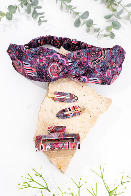 Pink Colours Soft Headband & Hair Accessories Set