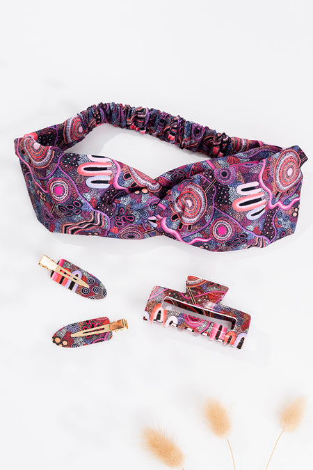 Pink Colours Soft Headband & Hair Accessories Set