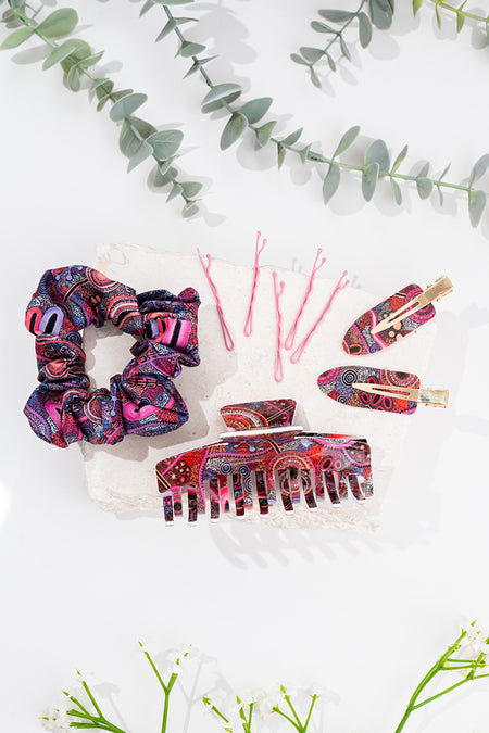 Pink Colours Scrunchie & Hair Accessories Set