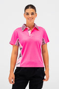 (Custom) Boobie Sista High Vis Fluoro Pink Women's Fitted Polo Shirt