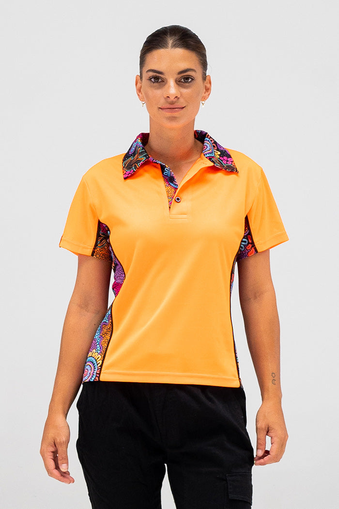 (Custom) Celebration High Vis Fluoro Orange Women's Fitted Polo Shirt