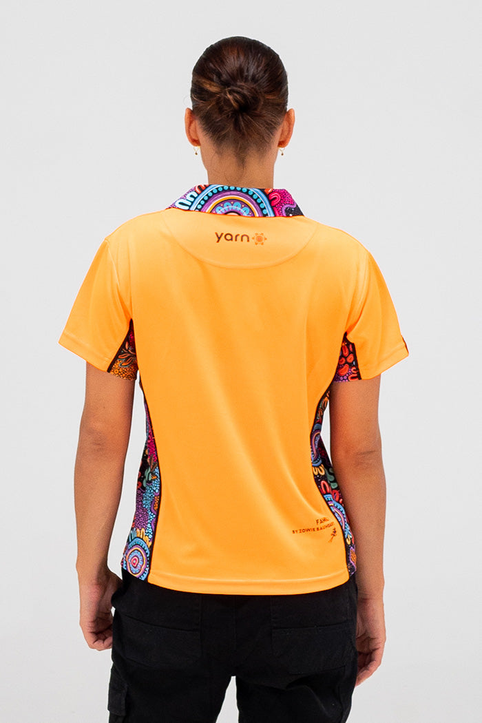 (Custom) Celebration High Vis Fluoro Orange Women's Fitted Polo Shirt