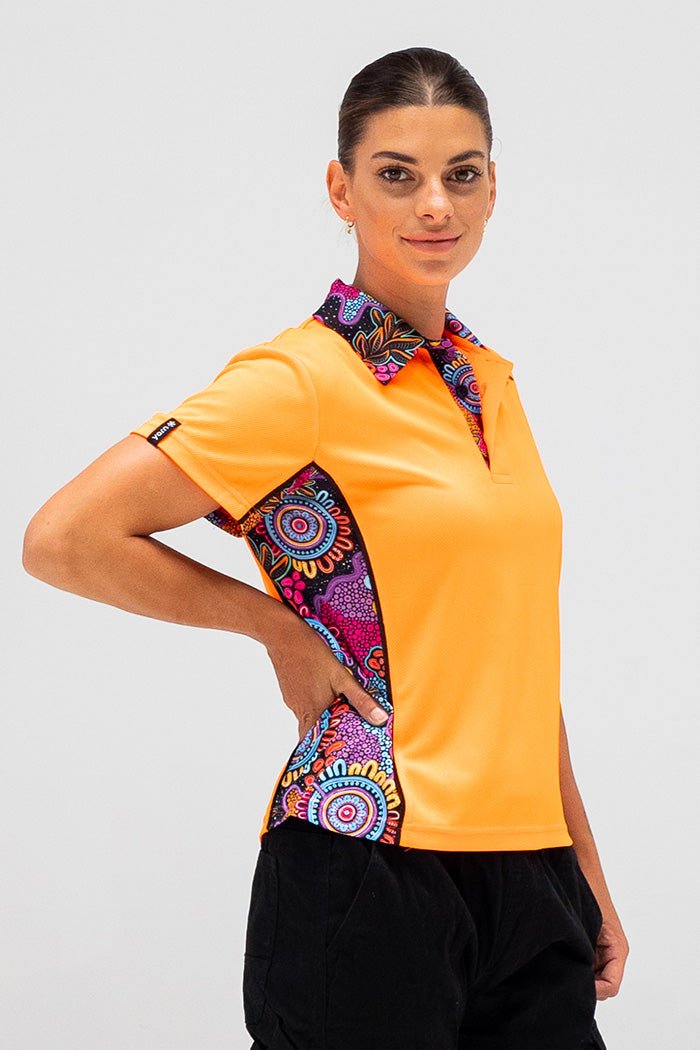Celebration High Vis Fluro Orange Women's Fitted Polo Shirt