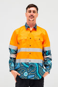 (Custom) Deadly Dads High Vis Orange 100% Cotton Drill Unisex Long Sleeve Work Shirt