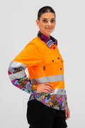 Celebration High Vis Orange 100% Cotton Drill Women's Long Sleeve Work Shirt