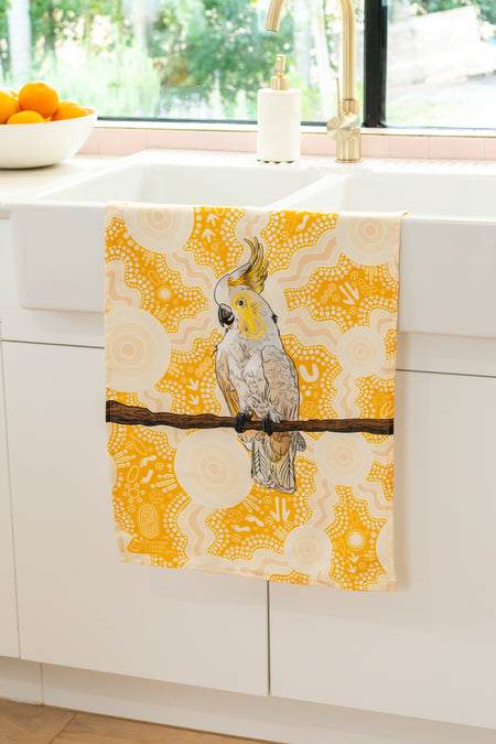 Cockatoo (Djarring) Linen Blend Tea Towel (2 Pack)