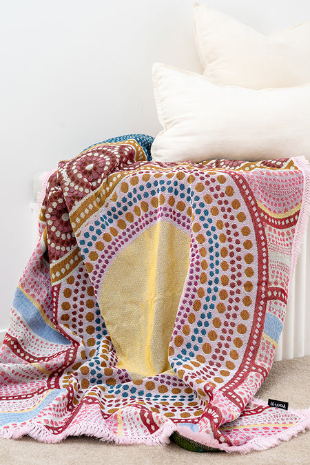 Sunset Healing 100% Recycled Cotton Knitted Throw Rug (160cm x 200cm)