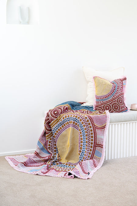 Sunset Healing 100% Recycled Cotton Knitted Throw Rug (160cm x 200cm)