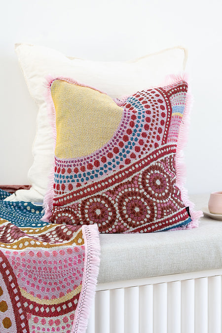 Sunset Healing 100% Cotton Knitted Cushion Cover (50cm x 50cm)