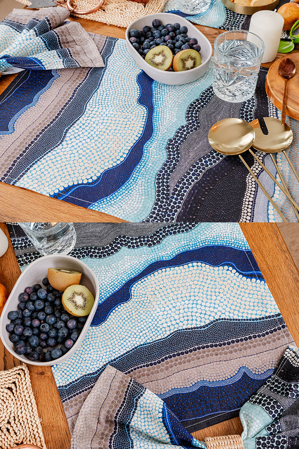 Garra-Goon (Ocean) (No. 2) Linen Blend Placemat (4 Pack)