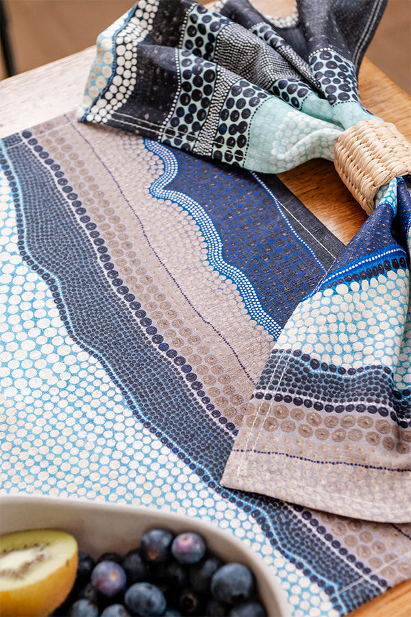 Garra-Goon (Ocean) (No. 2) Linen Blend Napkin (4 Pack)