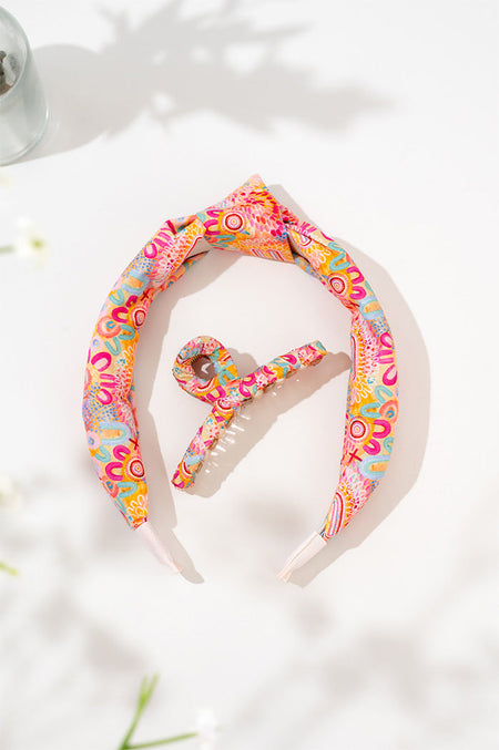 Flourishing Blooms Knot Headband & Wrapped Butterfly Claw Clip - FREE GIFT