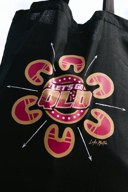 Maroon Warrior Black Long Handle Cotton Tote Bag