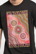 Eternal Flame NAIDOC 2024 Black Cotton Crew Neck Unisex T-Shirt