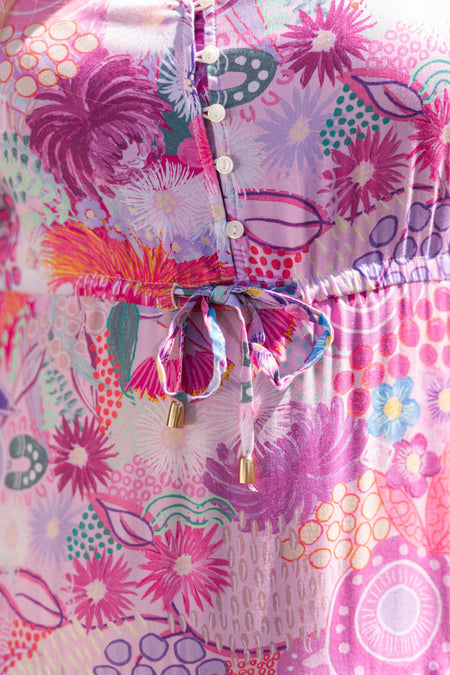 Flowers Along The River 100% Rayon Smock Dress