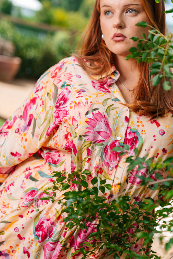 Spring Essence 100% Rayon Shirt Dress