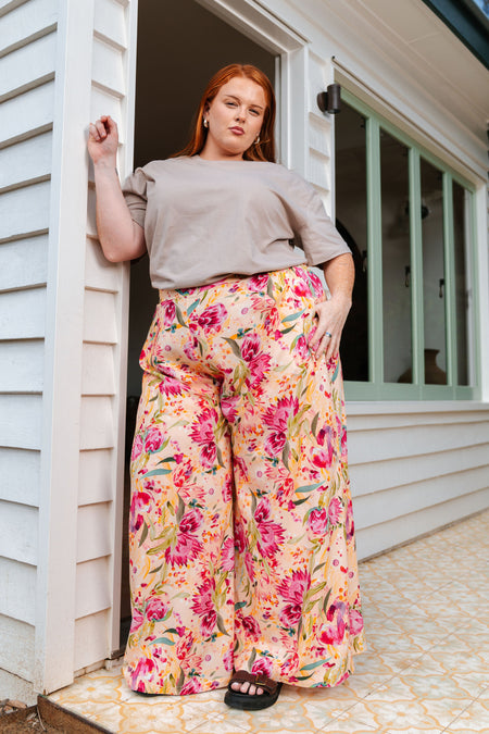 Spring Essence 100% Rayon Wide Leg Pants