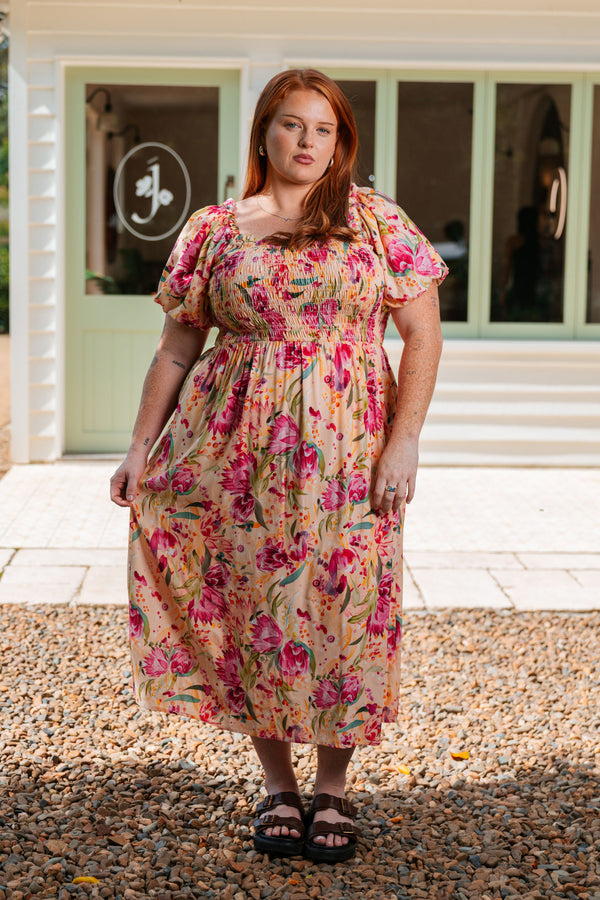 Spring Essence 100% Rayon Peasant Dress