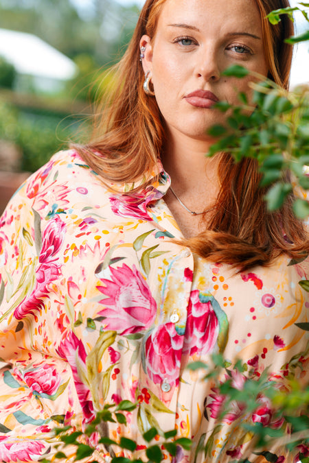 Spring Essence 100% Rayon Shirt Dress