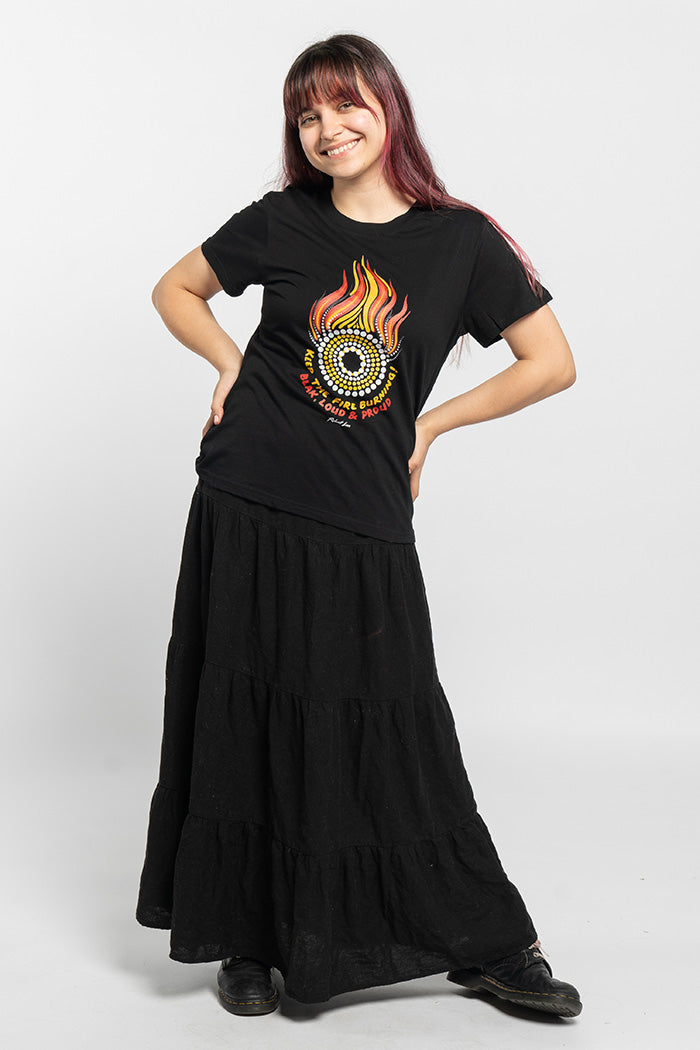 Generational Flames (No.2) NAIDOC 2024 Black Cotton Crew Neck Women’s T-Shirt