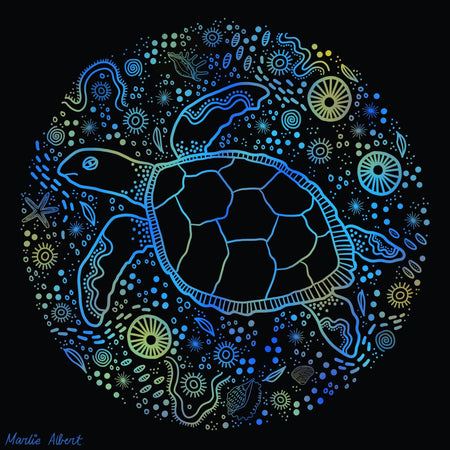 Goorlil (Turtle) Black Cotton Crew Neck Women's T-Shirt