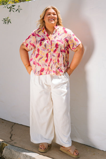 Illuminance 100% Linen Short Sleeve Relaxed Women’s Shirt