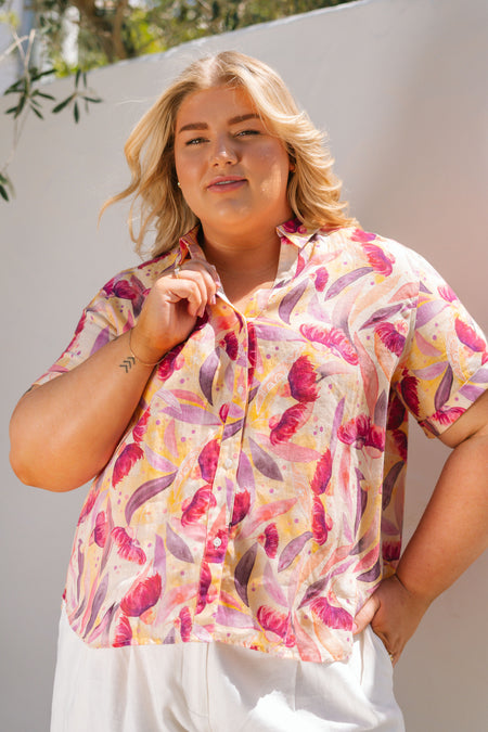 Illuminance 100% Linen Short Sleeve Relaxed Women’s Shirt