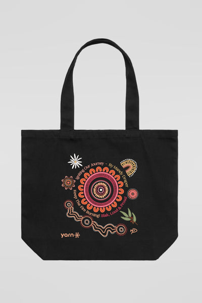 Igniting Our Journey Black Cotton Canvas Tote Bag