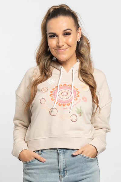 Igniting Our Journey NAIDOC 2024 Dust Cotton Blend Women's Cropped Hoodie