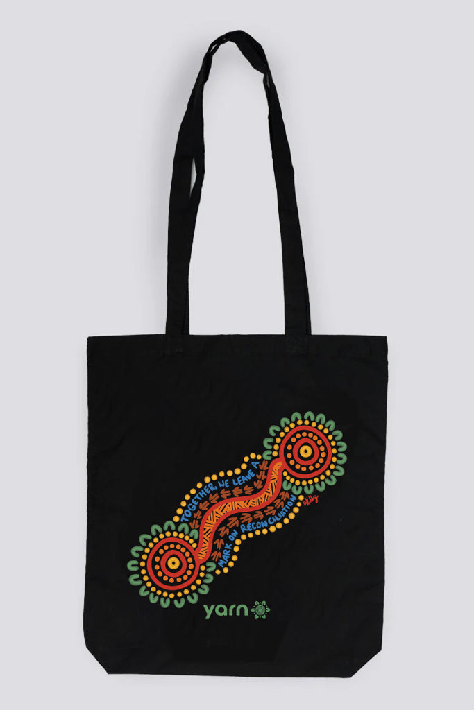 Imprint Of Change 'Reconciliation Week' Alt Black Long Handle Cotton Tote Bag