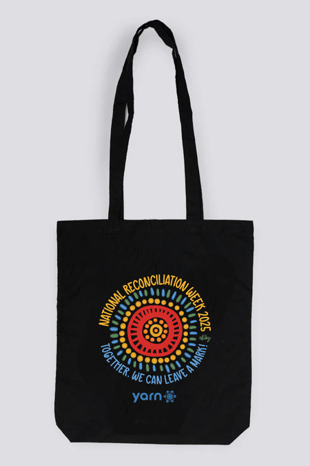 Imprint Of Change 'Reconciliation Week' Circle Black Long Handle Cotton Tote Bag