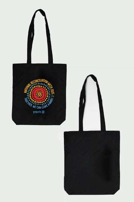 Imprint Of Change 'Reconciliation Week' Circle Black Long Handle Cotton Tote Bag