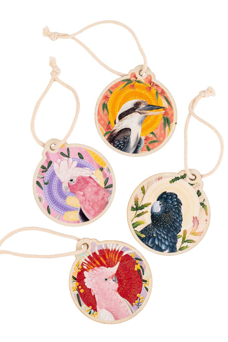 Siarn Staley 'Animals' Wooden Christmas Ornaments (4 Pack)