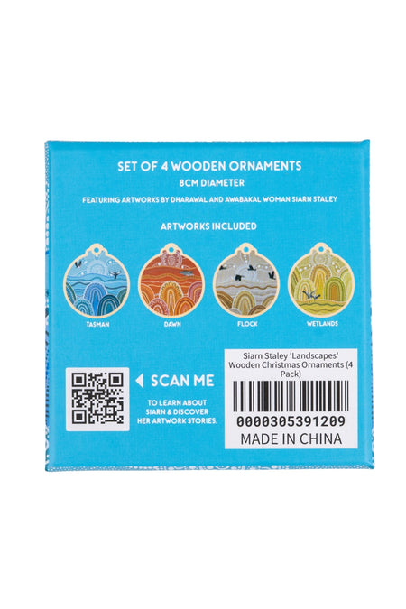 Siarn Staley 'Landscapes' Wooden Christmas Ornaments (4 Pack)