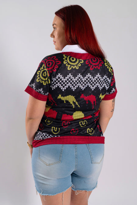 Christmas Joy (Flag) Women's Fitted Polo Shirt