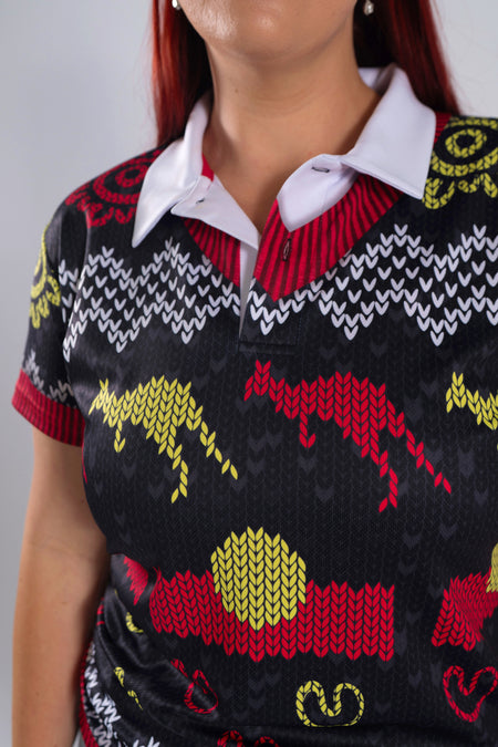 Christmas Joy (Flag) Women's Fitted Polo Shirt